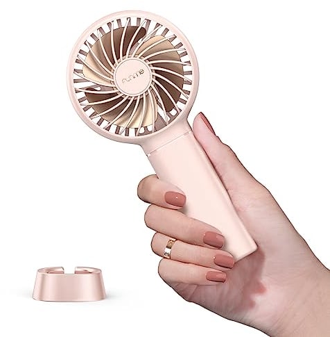Funme Mini Handventilator, 2024 Neu Mini Tragbarer Ventilator mit 3350 Aufladbarem Batterie 17 Stunde 3 Stufen Persönlicher Klein Lüfter Exquisit für Mädchen Schminken Büro Reisen und Zuhause Rosa