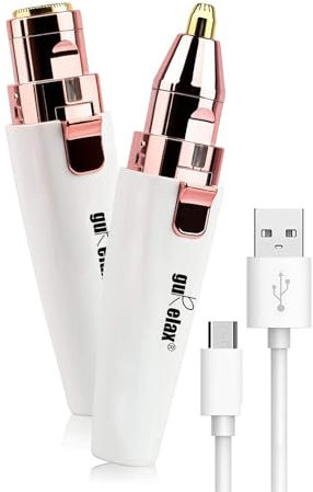 Gurelax Augenbrauen-Gesichtstrimmer 2 in 1, Wiederaufladbare Gesichtshaarentfernung und Augenbrauenrasierer für Gesicht Lippen Körper Schmerzloser Gesichtsrasierer mit eingebauter LED