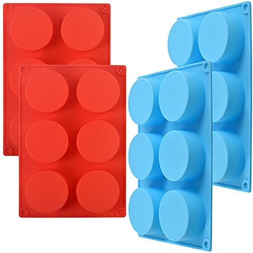 homEdge Silikonform für Süßigkeiten, runde Schokoladenabdeckung, für Muffins, Kekse, Cupcakes, Sandwich, Pudding, Brownie-Kuchen, Blau und Rot