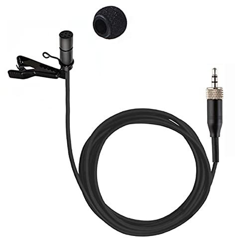 XGWTH Microfono lavalier omnidirezionale a condensatore microfono da bavero compatibile con Sennheiser Wireless System Transmitter Bodypack 3,5 mm stereo femmina spina a vite con clip e cappuccio