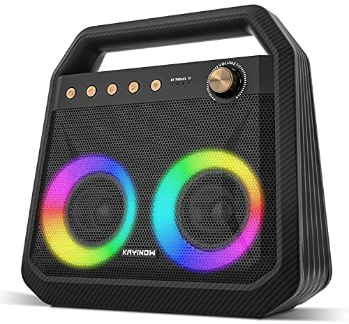 KAYINOW Bluetooth Lautsprecher mit 5 RGB Lichts, 40w 108dB Musikbox Tragbarer Bluetooth Box, Dualen Bass-Treibern, 24h Lithium-Polymer Akku, Freisprechfunktion für Phone, Draußen