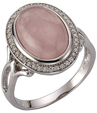 Zeeme Gemstones Damen Ring 925/- Sterling Silber Glänzend Rosenquarz weiß 360271733