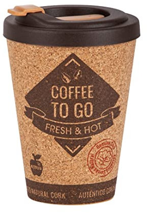 Tazza da caffè termica riutilizzabile, portatile, grande, con coperchio, eco-friendly, con sughero, per ufficio e viaggi, 350 ml