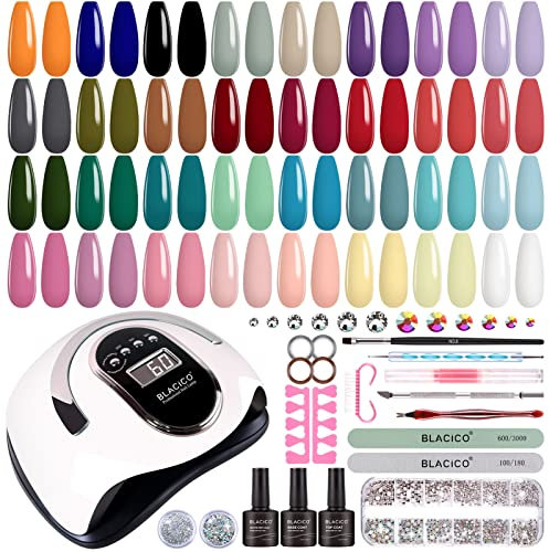 BLACICO 32 Colors Gel Nail Polish Kit with UV Light 168W Nail Dryer, No Wipe Base Top Coat Cure Pink Red Blue Gel Nail Polish Set, Nail Lamp, Manicure Tools, Nail Kit Gift for Women