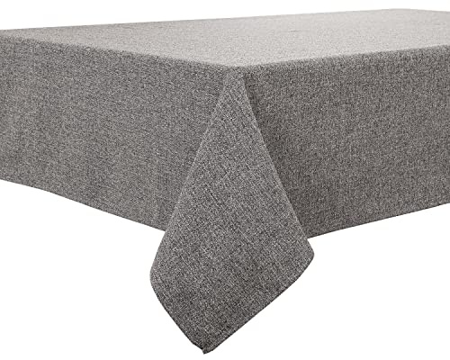 BALCONY & FALCON Table Cloth Waterproof Washable Heather Grey 230x395cm | Rectangular, Faux Linen, Heavyweight, Wrinkle Resistant, Wipe Clean, Farmhouse, Dining, Kitchen, Wedding, Party, Outdoor