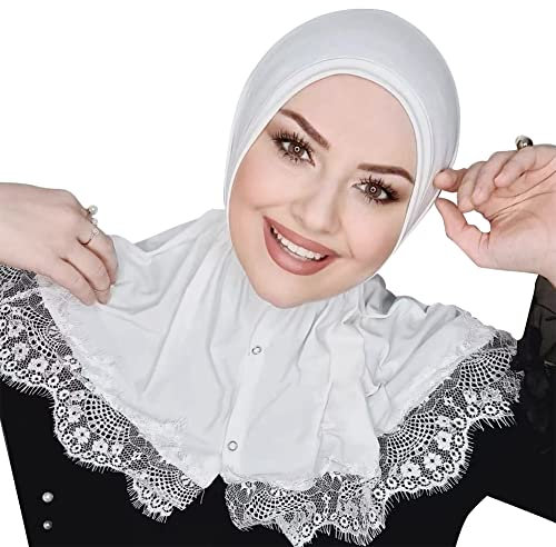 SIQITECHNO Baumwolle Hijab mit Spitze Muslim Hijab für Frauen Islamische Kopftuch Mode Hijab Schal Schal Arabische Kopf Wrap Eid Turban