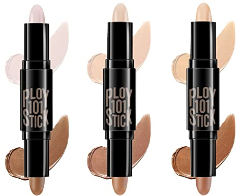 Highlight Concealer Contour Stick,6 Colors Creamy Texture Double-Head Make up Concealer Contouring Cream Shadow Cream Pen Body Shading Stick Set Contouring Highlighting Foundation For Every Skin Type
