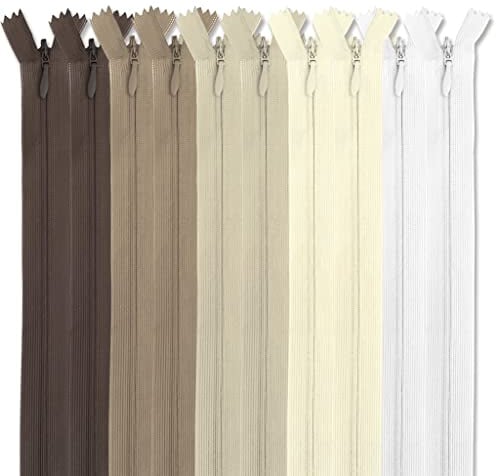 MARARDI [Pack 10] Cerniere Invisibili [Nude] Nylon [22 cm] Chiusure Lampo per Cucito e Artigianato per Stoffa Vestiti Borse per Cucire a Macchina Tessuto di Cotone con Chiusura in Metallo