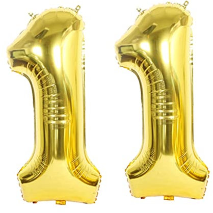 D2D | Party Balloon Zahl 11 XL in Gold - Größe: 80 cm - Folienballons - Zahlenballons - Geburtstagdeko - Helium Ballons