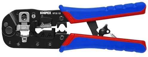 KNIPEX Tools 97 51 13 Crimpzange für RJ45 Westernstecker, rot/blau, 7-1/2