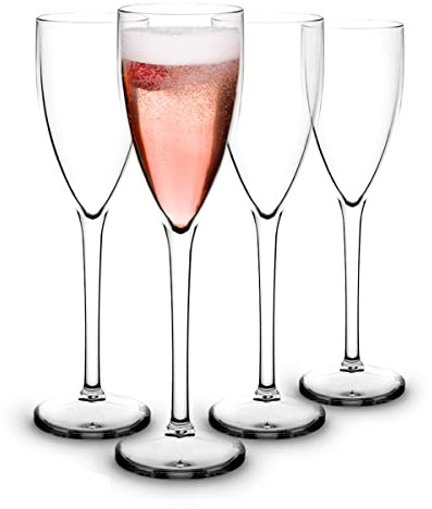 RBDRINKS RB Sektglas Transparent Premium-Kunststoff Unzerbrechlich Wiederverwendbar 15cl, 4 Stück