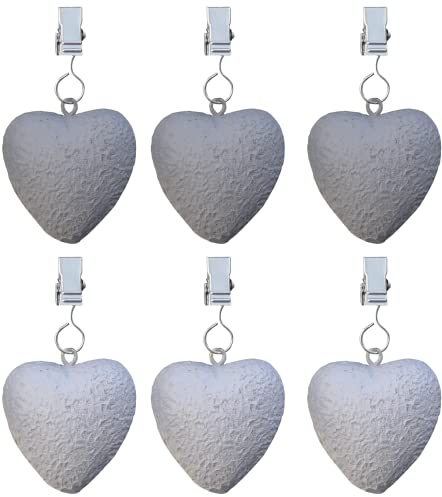 SHACAMO 6er-Set Tischdeckenbeschwerer - Tischtuchgewichte Mit Stahlclips - ca. 40g - 50g (Herz)