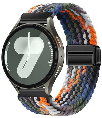XMUXI 20mm Nylon Armband Kompatibel mit Samsung Galaxy 7/6/5/4 40mm 44m/Galaxy 6 Classic/5 Pro/4 Classic, Magnet Sport Uhrenarmband für Damen Herren Elastische Geflochtenes, Camo
