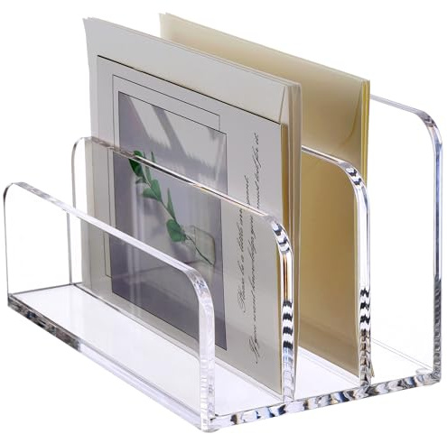 SANRUI Briefhalter mit 3 Fächern, vertikaler Briefhalter, Aktenordner, Acryl, Schreibtisch-Organizer, Bürobedarf, transparent