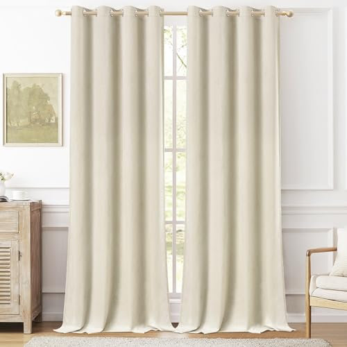 WOLTU Samtvorhang Gardinen mit Ösen Vorhang Blickdicht 135x245 cm, 2er Set Verdunklungsvorhänge Samt Thermovorhang Kälteschutz Winter, Velvet Samt Curtains für Deko Schlafzimmer Wohnzimmer, Beige