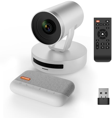 Nuroum Sistema de Cámara Web para Conferencias, Zoom Óptico de 5X, Cancelación de Ruido, Autofocus, Sistema de Videoconferencia Todo en Uno, PTZ Webcam de 1080P, Altavoz y Micrófono con Bluetooth