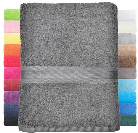 leevitex® Duschtuch 2er Set aus 100% Baumwolle, weich und saugstark | 500 g/m² | 70 x 140 cm | Anthrazit