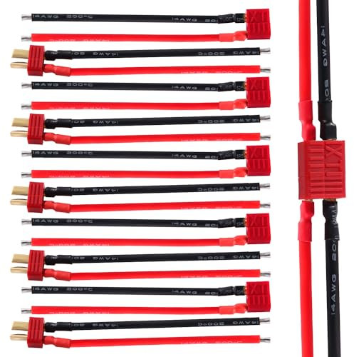 YIXISI 5 Paar rutschfest T-Stecker, Deans Style T Stecker Stecker Buchse, mit 14AWG Silikondraht, für RC LiPo Akku