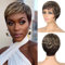 Fereowth Kurze Pixie Perücke für Damen, natürlich, kurz, menschliches Haar, kurz, Echthaar, gerade, brasilianische Haarschicht, mit Pony, Perücken (4/27#)