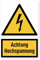 Aufkleber: 300x200 mm, 1 Stück - Achtung Hochspannung - Warnzeichen mit Text (deutsch) (gelb/schwarz) - hochkant - W012 - DIN EN ISO 7010 / ASR A1.3
