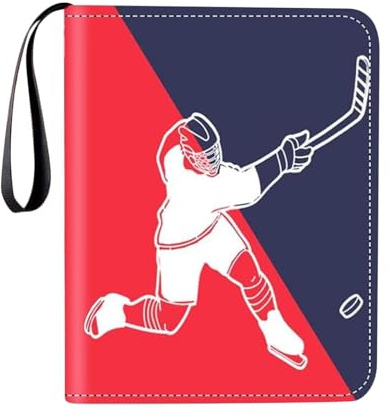 Generic Eishockey Sammelalbum für Kartenliebhaber mit Schutzumschlägen, rot blau