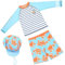 FAIRYRAIN 3 Stück Jungen UV Rashguard Badeshirt Langarm Schwimmshirt Boardshorts Badehose mit Hut Badeset Schwimmanzug