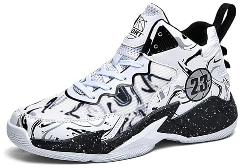CHRRUXIN Herren Basketballschuhe leichte atmungsaktive High Top Turnschuhe Damen Laufen Anti-Rutsch Mode Graffiti Training Schuhe