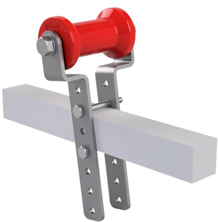 SUPROD Polyurethan Kielrolle mit Halter H höhenverstellbar Bootstrailer Sliphilfe Spulenform verzinkt 125/50 mm, rot