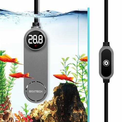 boxtech Mini Chauffage d'Aquarium 50W, Température Réglable Chauffage Aquarium avec Affichage Température pour Réservoirs à Poissons et Aquarium 10-40L