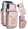 Knoowcase for iPhone X Case iPhone XS Phone Case Shockproof Wallet Case with Card Holder Slots Ring Wrist Strap PU Leather Shell RFID Blocking Kickstand Magnet Full Protective Cover, Rosegold