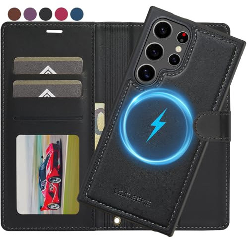 Ailicici für Samsung Galaxy S24 Ultra Hülle, [Abnehmbar] 2-IN-1 Abnehmbare magnetische Hülle, Kabelloses Laden, Kartenfach Leder Case, Handyhülle RFID Klapphülle, Schutzhülle für Samsung S24 Ultra 5G