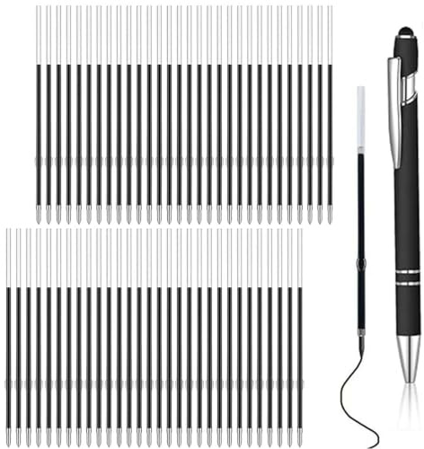 XOXVURI 60 Stück Kugelschreiberminen mit 1 Stück Stift, Blau&Schwarz Kugelschreiber Ersatzminen,Einziehbare Stift Nachfüllungen 1,0mm Strichstärke, 98mm Länge(30 Blau+30 Schwarz)