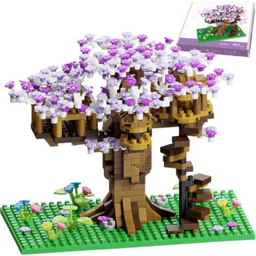 QYEHF Blocs De Construction Arbres De Fleurs De Cerisier,Micro Construction Modèle, Cadeaux décoratifs de Collection créatifs de Bricolage Japonais (628 PCS,La Couleur Violette)