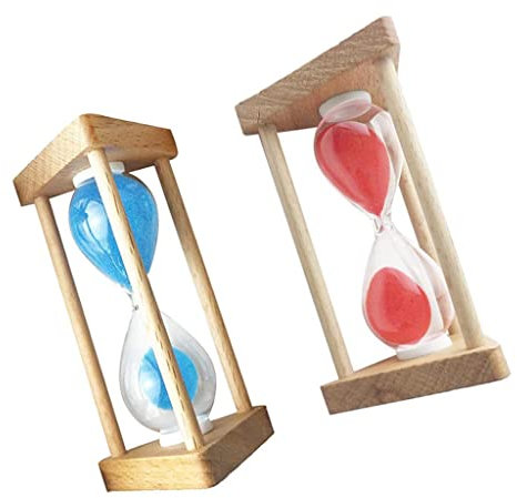 getuse Lot de 2 sabliers en bois de 1 minute pour décoration d'intérieur Bleu