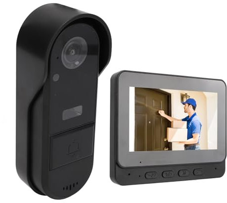 YUEHISY Wireless Video Doorbell with Integrated Display, 8MP HD Video Doorbell Camera, 170° Ultra-Wide View, Two-Way Audio