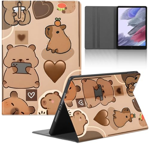 Schutzhülle für Apple iPad (2022) 27,7 cm (10,9 Zoll), Tablet-Hülle, Kawaii, niedliches Capybara-Cartoon-Muster, Schutzhülle, Folio, Leder, Standfunktion, schmale Passform, leicht, Multi-Winkel, 03