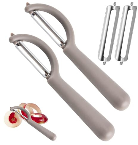 Sparschäler,Kartoffelschäler Ersatzteile,Schälmesser Küchenhelfer,Julienne Schäler,Peeler Microplane Universell,für Apfelschäler Spargelschäler Gemüseschäler,Ersatzklinge (Grau)
