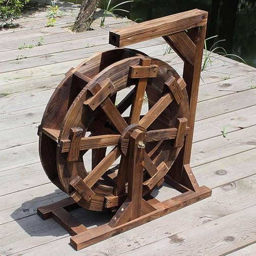 JIAOCKJIAO Roues À Eau en Bois, Fontaine Feng Shui Décorative pour Jardin, Bassin D'agrément Rustique Vintage Autoportant, Cracheurs D'étang Roues Décoratives pour Jardin(Dia7.8in/20cm)