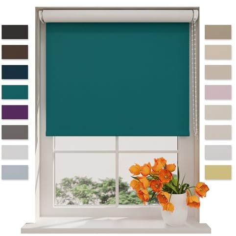 DTCH® Verdunkelungsrollo, Petrol, 130 x 190 cm | Für Fenster, 100% verdunkelnd, Wand- oder Deckenmontage, Klemmfix separat erhältlich, Breiten bis 240 cm, kindersicher