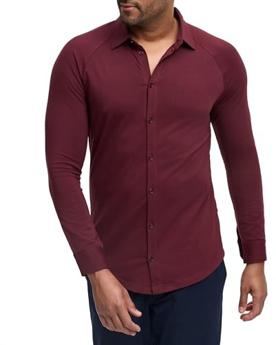 ELDO COLLECTION Chemise Homme Slim Fit Stretch en Jersey de Coton Supima® – sans Repassage – Confort Premium Business Casual