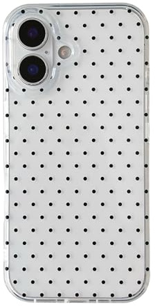 QLTYPRI for iPhone 16 Case Cute Polka Dot Phone Case, Clear|Black | Polka Dot Aesthetic Phone Case for Girls Women, Raised Camera Protection, Durable TPU Slim Shockproof Protective Phone Cover