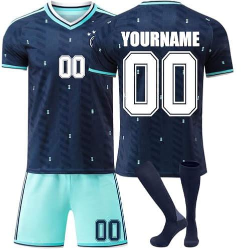 Generisch WM 2026 Fußball Trikot Personalisiert mit Eigenem Namen/Nummer für Herren/Kinder, Weltmeisterschaft 2026 Fussball Trikot Shorts Socken Trainingsanzug Set Fussball Geschenke Jungen#4