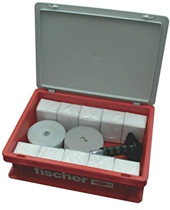Fischer BOX bandelle GWB, Kit completo formato da 12 bandelle in tessuto GWB, 2.000 chiodi ED18, 1 percussore SZE, ideale per il fissaggio di tubi e cavi,71611