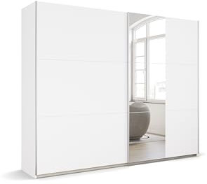 Rauch Möbel Kronach Schrank Schwebetürenschrank, 2-türig, Weiß mit 1 Spiegel, inkl. Zubehörpaket Basic 3 Kleiderstangen 3 Einlegeböden, BxHxT 261x210x59 cm