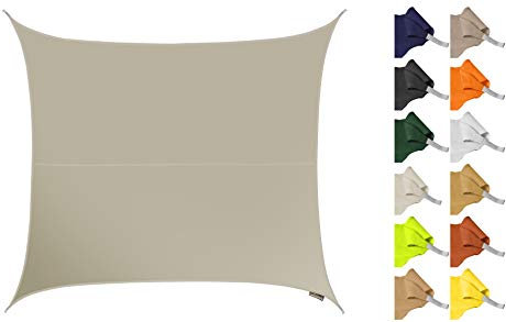 Kookaburra 5.4m Square Water Resistant Garden Patio Sun Shade Sail Canopy 96.5% UV Block with Free Rope (Mushroom)