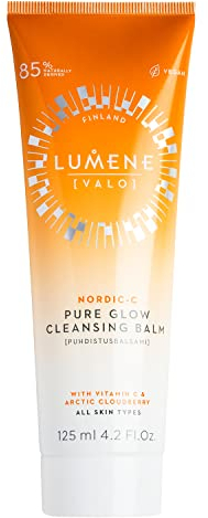 LUMENE Nordic-C [VALO] Pure Glow Cleansing Balm | Melts Away Makeup & Impurities Vitamin C & Wild Arctic Cloudberry | Nourishes & Brightens Skin | Vegan | 125 ml