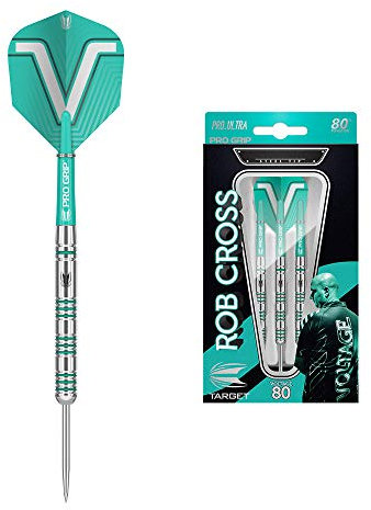 TARGET Rob Cross 22g 80% Tungsten Steel Tip Darts Set Dartpfeile, Silber und Aqua, 22 g