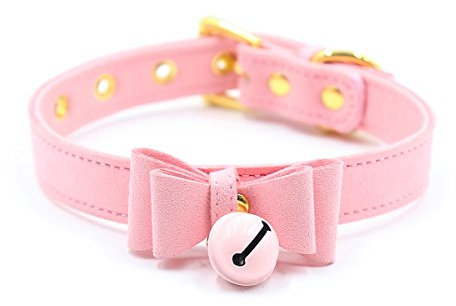 Halskette mit Glockenhalsband, Lolita-Schleife, für Cosplay, Kätzchen, Samt Gr. Einheitsgröße, rose
