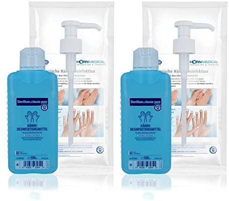 Horn Medical Dosierpumpen (2 Stück) mit Sterillium Classic PURE Haut-sensitivem Händedesinfektionsmittel (2 x 500 ml)