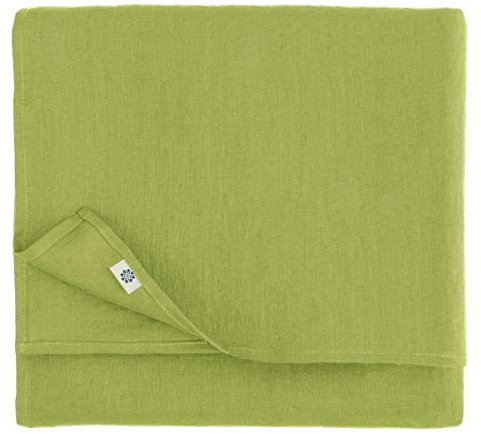 Linen & Cotton Tischdecke Stoff Tischtuch Tischwäsche Hygge -100% Leinen, Grün (140 x 220 cm) Festlich Rechteckig für Home Küche Esstisch Cafe Restaurant Hotel Deko Party Sommer
